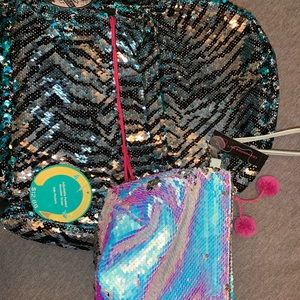 Sequin sparkly backpack and pencil case